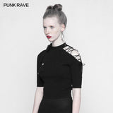 Punk Strapless Imitate Ice Silk T-shirt