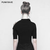 Punk Strapless Imitate Ice Silk T-shirt