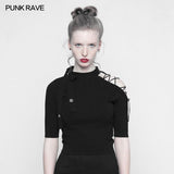 Punk Strapless Imitate Ice Silk T-shirt