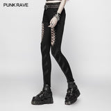 Punk Hollow-out Rope Stretch Trousers