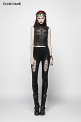 Punk Hollow-out Rope Stretch Trousers