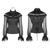 Steampunk Translucent Lace Sleeve Vintage Shirt