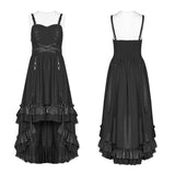 Steampunk Pleated Two-Layer Ruffled Hem High-Low Dress