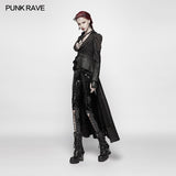 Gothic Stand/Lapel Collar Dark High-low Coat