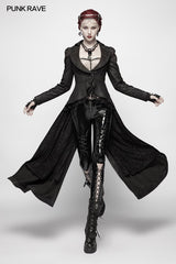 Gothic Stand/Lapel Collar Dark High-low Coat