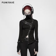 Punk Women Turtleneck Metal Long Sleeve T-shirt