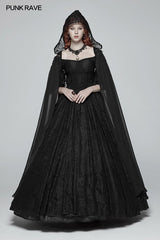 Gothic Hooded Chiffon Cape Long Coat