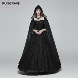 Gothic Hooded Chiffon Cape Long Coat