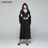 Sexy Goth Lace-up V Neck Long Sleeves Long Dress