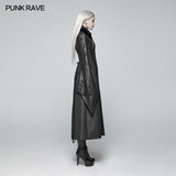 Gothic Judge Standing Collar PU Long Coat