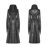 Gothic Judge Standing Collar PU Long Coat