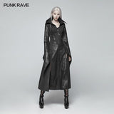 Gothic Judge Standing Collar PU Long Coat