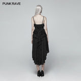 Gothic Strapless High Low Dress With Detachable Shoulder Strap