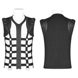 Men Punk Personality Skeleton PU Vest