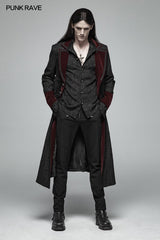 Men Goth Vampire Master Mid-length Jacket V-neck Long Sleeve Coat