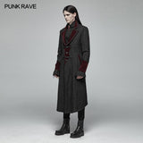 Men Goth Vampire Master Mid-length Jacket V-neck Long Sleeve Coat