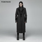 Men Goth Vampire Master Mid-length Jacket V-neck Long Sleeve Coat