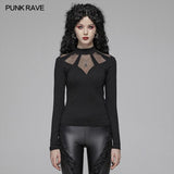 Gothic Hollow-out Long Sleeve T-shirt For Women