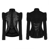 Gothic Weft Long Sleeve Standing Collar Velvet Short Coat For Women