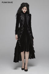 Gothic Weft Long Sleeve Standing Collar Velvet Short Coat For Women