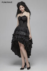 Gothic Dark Grain Velvet Irregular Half Skirt For Women