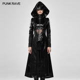 Cosmic Warrior Glossy Hollow Detachable Hem Medium-length Coat