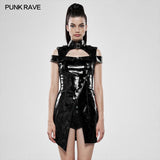 Punk flaming patent leather dress