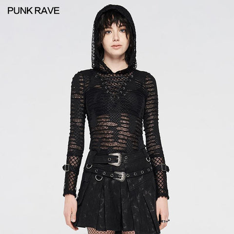 Punk see-through printed T-shirt