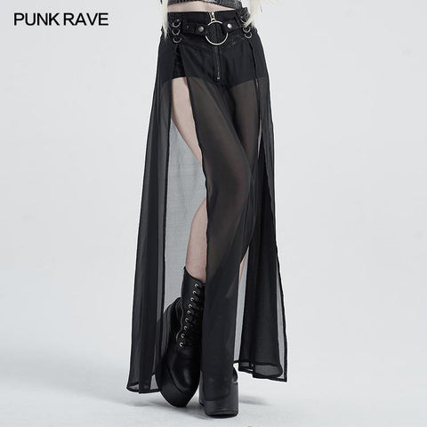 Punk fake two-pieces half skirt