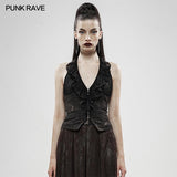 Black Gold Dark Flower Hanging Neck Lace Vest