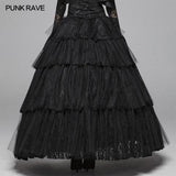 Dark Gothic Long Lace Tiered Skirt Ball Gown Dress