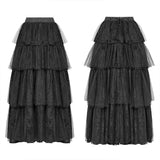 Dark Gothic Long Lace Tiered Skirt Ball Gown Dress