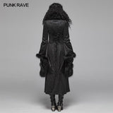 Gothic Gorgeous Fur High Collar Jacquard Long Coat