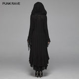 Gothic Woolen Cardigan Hooded Long Sleeve Coat - Thin