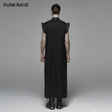 Men Vintage Long Waistcoat Dark Loose Vest