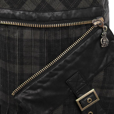 Gingham Man Above-the-knee Sheath Black Punk Skirt