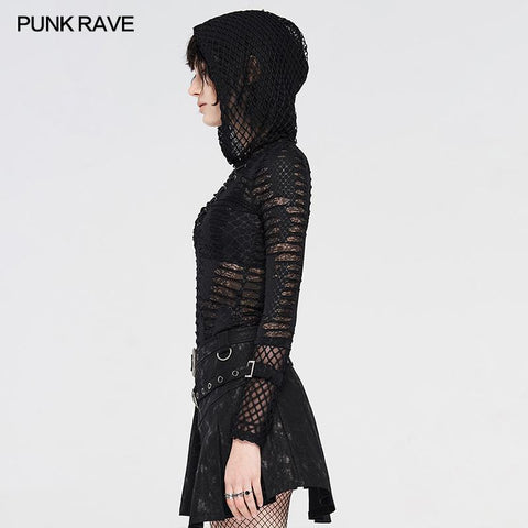 Punk see-through printed T-shirt