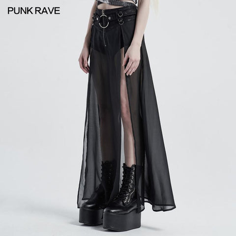 Punk fake two-pieces half skirt