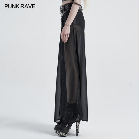 Punk fake two-pieces half skirt