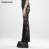 Gothic Paisley pattern lace transparent trousers