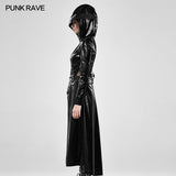 Cosmic Warrior Glossy Hollow Detachable Hem Medium-length Coat