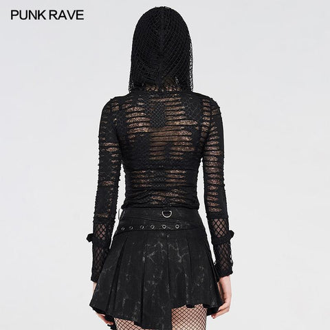 Punk see-through printed T-shirt