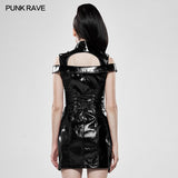 Punk flaming patent leather dress