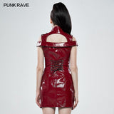 Punk flaming patent leather dress