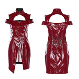 Punk flaming patent leather dress