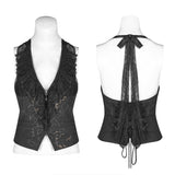 Black Gold Dark Flower Hanging Neck Lace Vest