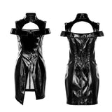 Punk flaming patent leather dress