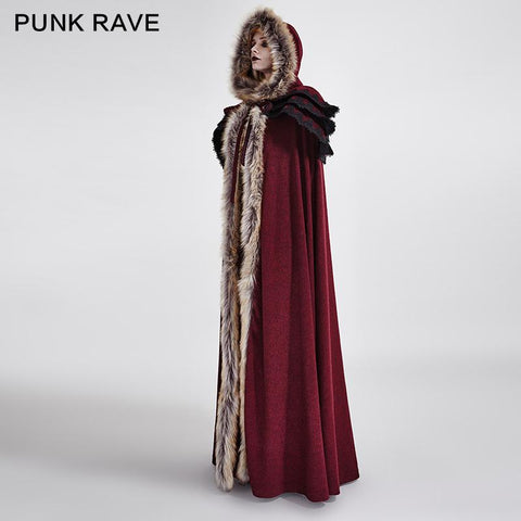 Long Cloak Gothic Trench Coats With Excellent Wool Collar