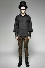 Great Black Striped Punk Shirts With Vertical Sense Plaids