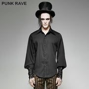 Great Black Striped Punk Shirts With Vertical Sense Plaids